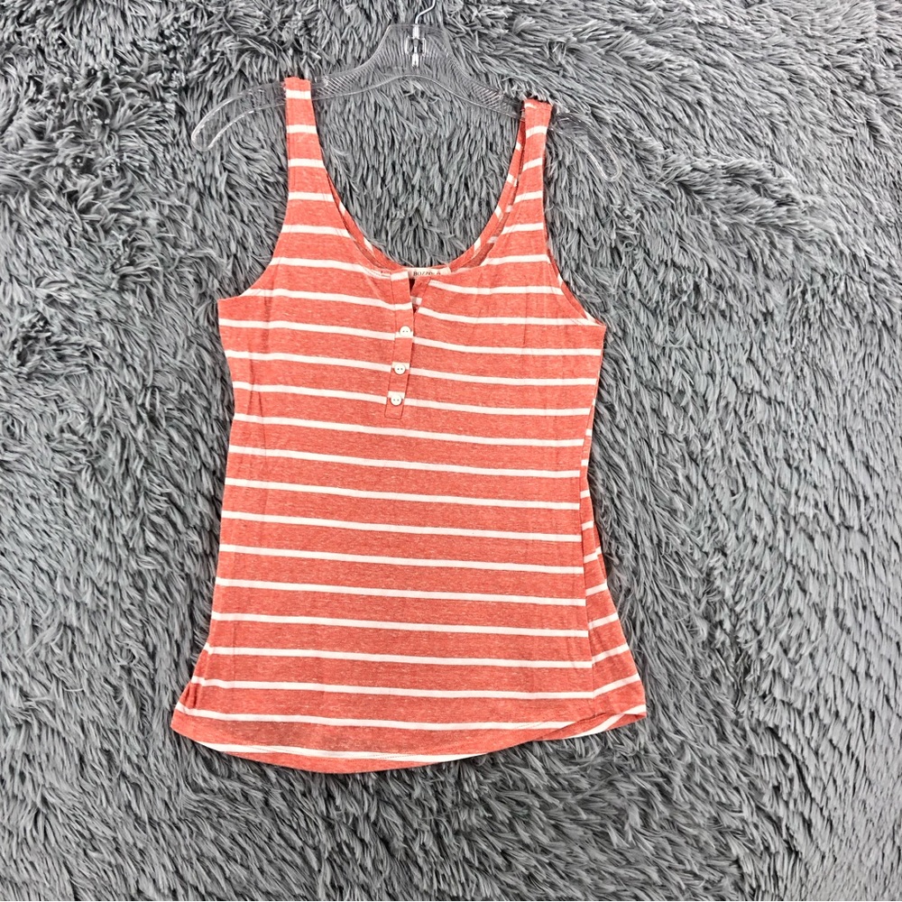 Bozzolo Tank Top Womens Large Striped Button Accents Crew Neck Soft
